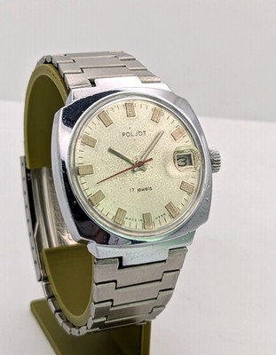 Vintage Watch Poljot 2614 Date Soviet USSR Men Bracelet Mechanical Rare   1970s