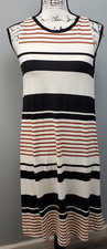 Ann Taylor Loft A Line Dress Womens S Multi Striped Stretch Sleeveless Tie Back