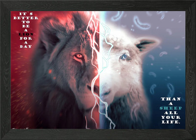 Löwe gegen Schaf Gerahmtes Wandbild Poster Leinwanddruck Bild