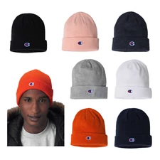CHAMPION Knit Beanie - Ribbed Winter Hat - Outdoor Toboggan Ski Sports Skull Cap