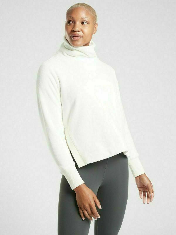 ATHLETA Double Cozy Karma Funnel Neck Pullover Sea Salt L Large NWT #511446