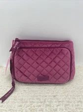 Vera Bradley Compact Organizer Zip Pouch Quilted Velvet Pink Majestic Magenta 
