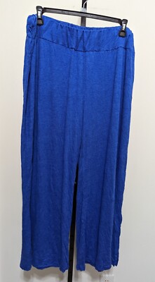 Chalet Women's Plus Pacific Blue Larshall Knit Crinkle Wide Leg Yoga Pants 3X