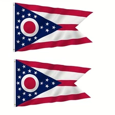 Anley 2 Pcs Fly Breeze 3x5 Foot Ohio State Polyester Flag - Ohio OH State Flags