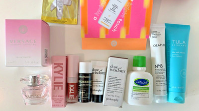 10 Pc NEW ULTA Beauty Find Perfume & Skincare Set + Pink Velvet Bag, NIB