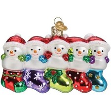 Old World Christmas Blown Glass Ornament for Christmas Tree, Snowman Family of 5