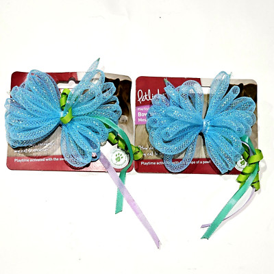 2 Pack Petlinks Exercise Bow Burst Blue Mesh Cat Play Toy 4.5in