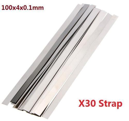 Pure Nickel 99.96% Low Resistance Ni Metal Strap Sheet Set 0.1mm*4mm*100mm X30