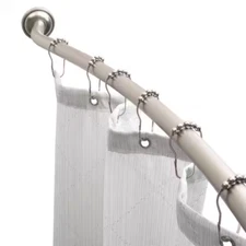 Curved Wall Mounted Shower Curtain Rod in Satin Nickel Adjustable 44 in to 72 in