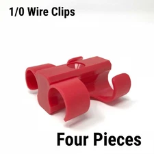 4 Dual Cable Clip screw down Clamp 1/0 GA RED Power Ground Wire Manage clipit