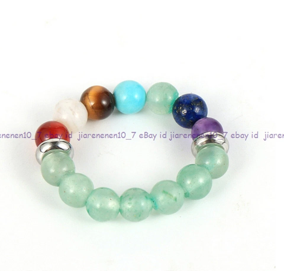 Anillo ajustable de cuentas redondas de piedras preciosas multicolores de moda de 4 mm  Foto 4 de 4