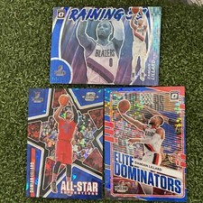 2020 Donruss Optic Damian Lillard Raining 3s Blue Prizm, All Star Prizm, Elite