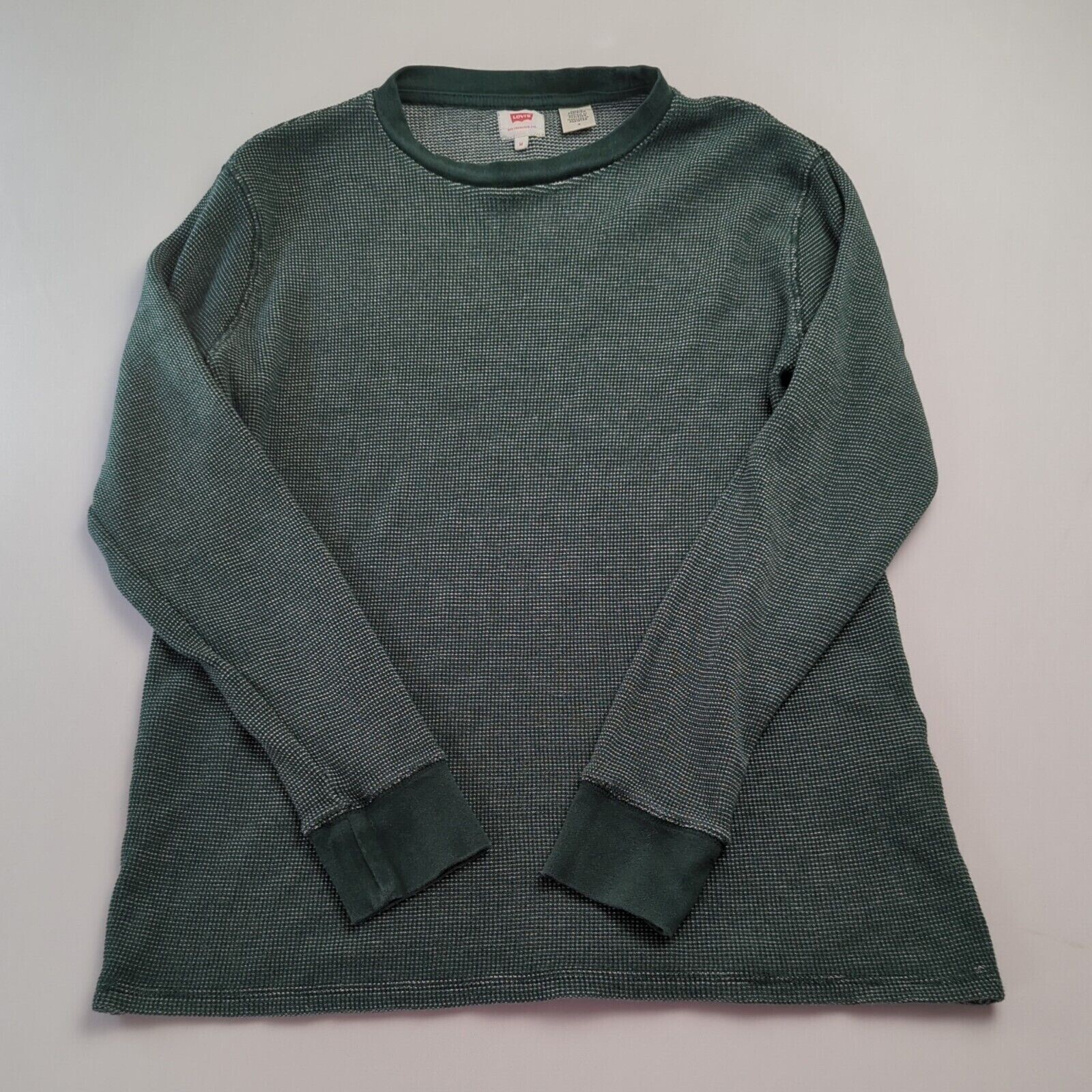 Levis Mens Medium M Size Gray Thermal Sweatshirt Crew Neck Casual Pullover