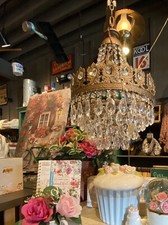 Cracker Barrel Acrylic Crystal French Basket 2-Tier Chandelier Dining Entry NIB