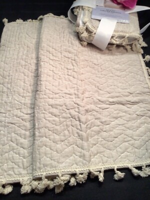 RACHEL ROY Pillow Shams KING PC SET Beige Chevron Quilted