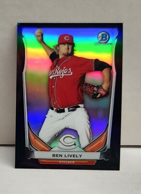 BEN LIVELY 2014 Bowman Chrome Draft BLACK REFRACTOR ~ ROOKIE #'d /75 ~ REDS