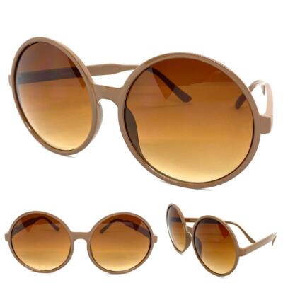 OVERSIZE EXAGGERATED RETRO Style SUN GLASSES X-Large Huge Big Round Brown Frame