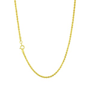 14K Yellow Gold 1.5mm Thin Diamond Cut Rope Chain Pendant Necklace Women 16