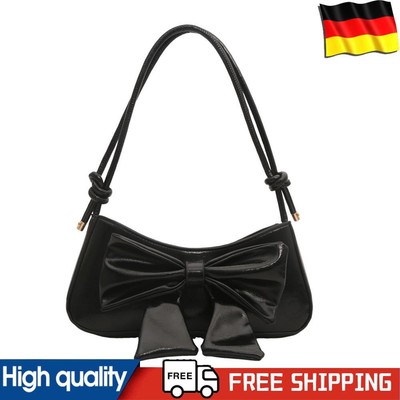 Cute Bowknot Decor Shoulder Bag PU Leather Small Purse Sweet Handbag for Women