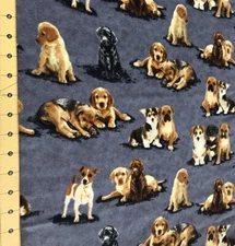 Dogs On Gray 12" X 42" Flannel Fabric #1996
