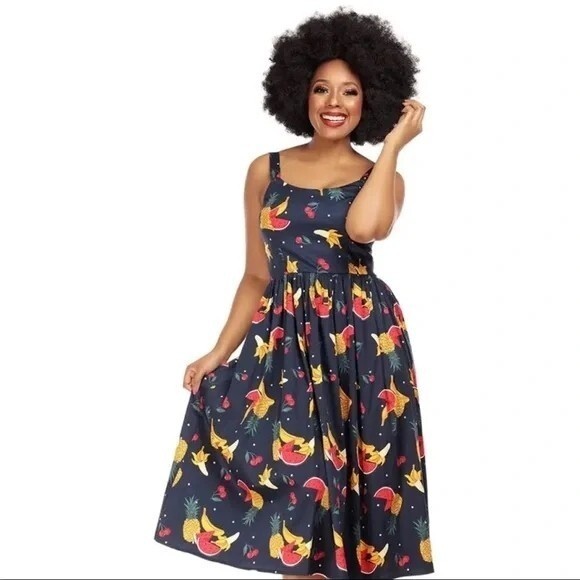 Collectif x ModCloth Lauren Polka Fruit Swing Dress U… Gem
