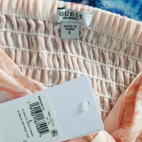NEU! Guess L Damen-Tanktop rosa Blumenmuster V-Ausschnitt kurz geschnitten - Bild 6 von 7