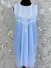 SoieRose 100 Cotton Sleeveless Eyelet Detail Victorian Cotton Nightgown-SR1144