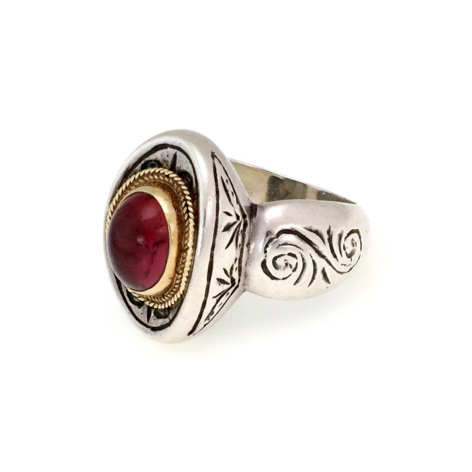Anillo superior ovalado plata 925 oro 22k turmalina rosa Konstantino LIQUIDACIÓN Foto 2 de 4