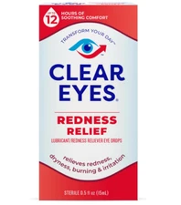 Clear Eyes Redness Relief Lubricant Redness Relief Eye Drops, 0.5 oz