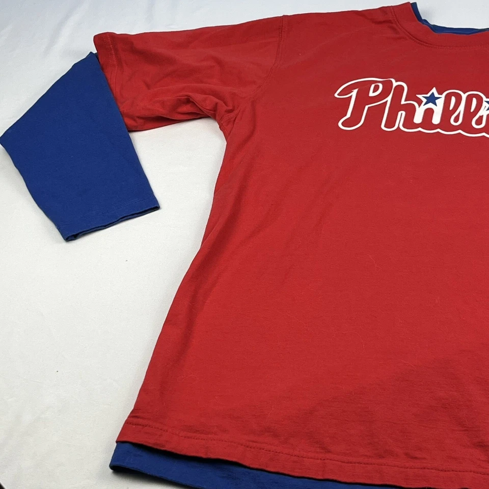 Camiseta Philadelphia Phillies Utley Manga Larga Juvenil 18/20 Majestuosa Doble Juego Foto 4 de 4