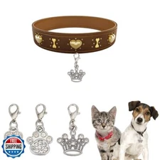 DELORIGIN 12pcs Alloy Pet Collar Charms Pendant 3 Styles Paw Heart Crown Cat 