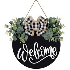 Welcome Sign for Front Door Porch Decor Farmhouse Wreath Wall Decor 30Cm round