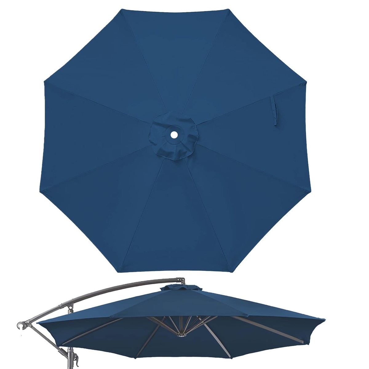 10ft Patio Umbrella Replacement Canopy, 8 Ribs, Offset Cantilever, Navy Blue  | eBay