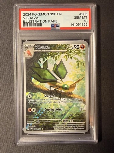 PSA 10 VIBRAVA #206 2024 POKEMON SSP EN-SURGING SPARKS ILLUSTRATION RARE