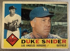 Signed! Original 1960 Topps - Duke Snider #493 Autograph Auto HOF Dodgers