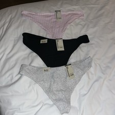 3 Pairs No Boundaries Banded Cotton Blend Cut Thong Panties Size XXL 22