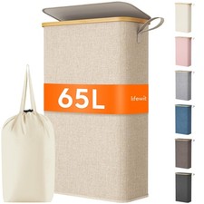 Lifewit 65L Slim Laundry Hamper with Lid, Narrow Basket 65L, Beige