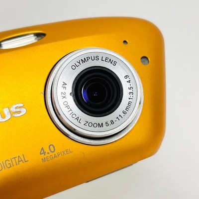 OLYMPUS μ-mini Orange Compact Digital Camera Tested Working Seller