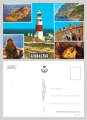Postkarte - Gibraltar Multi-View Leuchtturm Berberei Makaken Europa Point UNBESENDET