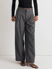 NWT Madewell Harlow Low Slung Wide Leg Pants Wool Blend Gray Size 10