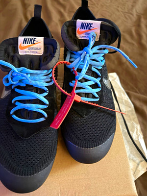 Nike Off-White Air VaporMax Flyknit Low Top Sneakers Black/Blue Lace-Up 2017