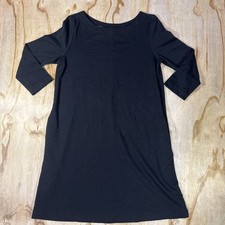 A New Day Scoop Neck 3/4 Sleeve Black Dress Pockets Size Medium Knee Length