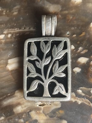Silpada Anhänger Leben, Lachen, Liebe/Lebensbaum Sterling signiert, mit schwarzem Onyx