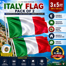 G128�  (Pack of 2) 3X5ft ITALY FLAG ITALIAN PRIDE NATIONAL FLAG