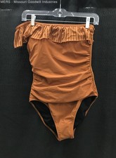 Profile By Gottex Cinnamon Sheer Bliss Shoulder One Piece Swimsuit - Size 8