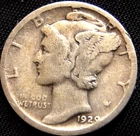 1929-S Mercury 90% Silver 10 Cent Dime Coin