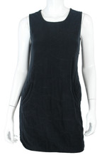 CHANEL 15A Black Camellia Floral Embroidered Cotton Terry Mini Sheath Dress 34