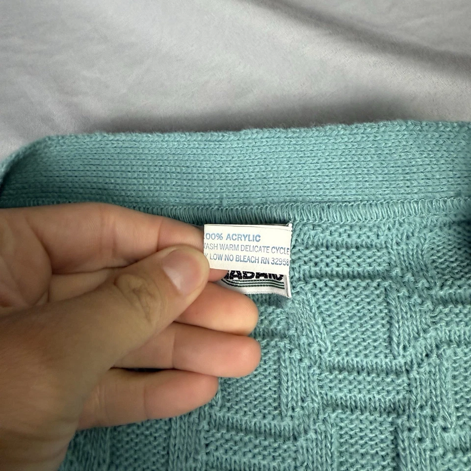 SUÉTER CÁRDIGAN VINTAGE HABAND tejido con cable GRANDPA abotonado azul para hombre talla XL Foto 3 de 4