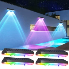 4Pack LED Solar Power Fence Lights Deck Door Wall Stair Step Garden Decor Lamp