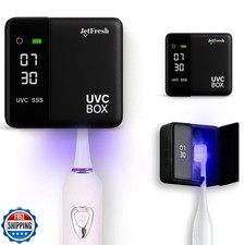 UV Toothbrush Sanitizer Holder and Cleaner with LED Clock Display and Hot Air